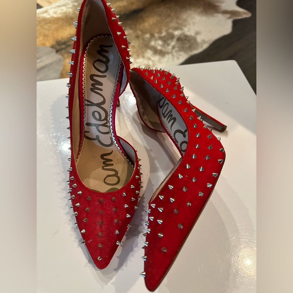 Sam Edelman Spiked Heels | Color: Red | Size: 9. Only worn once.